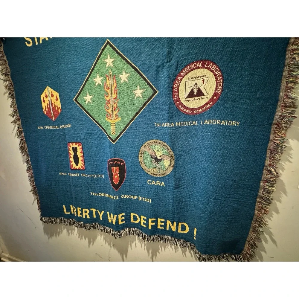 Vintage Military‎ 20th CNRNE CMD Units Woven Tapestry Blanket 50x60 Inches